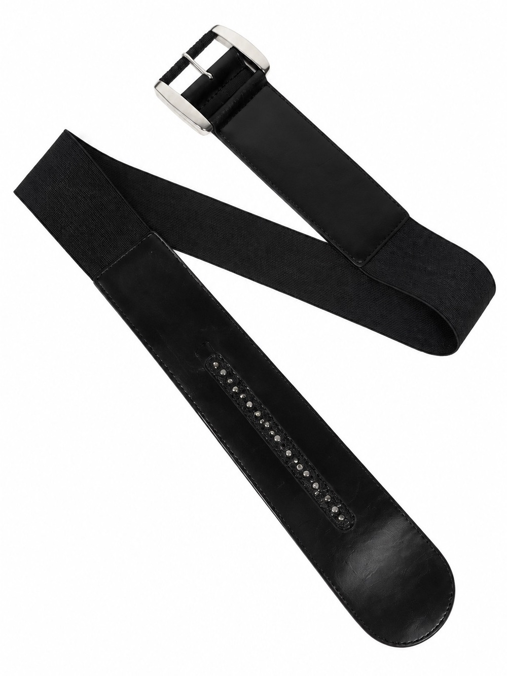White House Black Market Patent Leather & Snake Stretch Belt with Silver Buckle